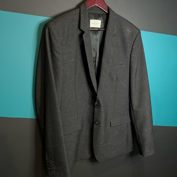 Sandro Dark Gray Patterned Wool Blazer - Picture 2 of 9